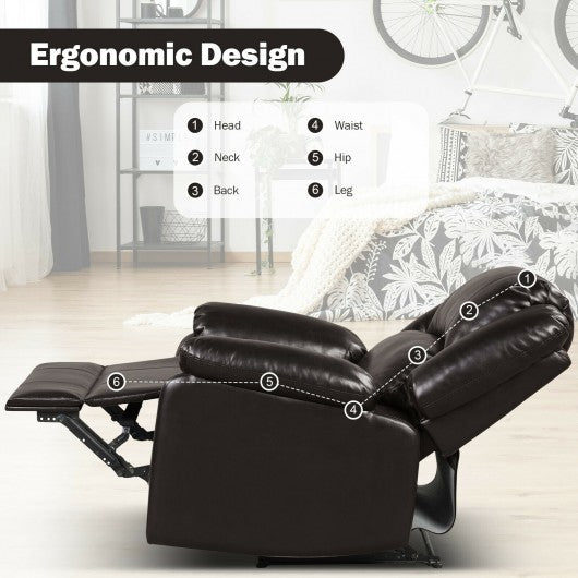 Recliner Chair Lounger Single Sofa for Home Theater Seating with Footrest Armrest-Brown