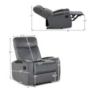 Recliner Chair Single Sofa Lounger with Arm Storage and Cup Holder for Living Room-Gray