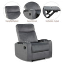 Recliner Chair Single Sofa Lounger with Arm Storage and Cup Holder for Living Room-Gray