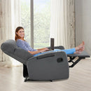 Recliner Chair Single Sofa Lounger with Arm Storage and Cup Holder for Living Room-Gray