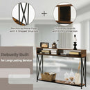 Console Table with Open Shelf and Storage Compartments Steel Frame-Brown