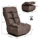 Swivel Folding Floor Gaming Chair with 6 Adjustable Positions  and Metal Base-Coffee