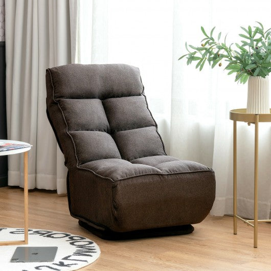 Swivel Folding Floor Gaming Chair with 6 Adjustable Positions  and Metal Base-Coffee