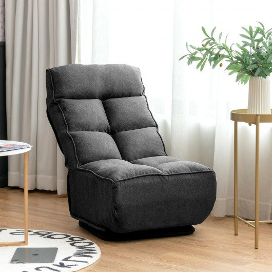 Swivel Folding Floor Gaming Chair with 6 Adjustable Positions  and Metal Base-Gray