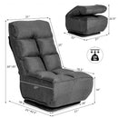 Swivel Folding Floor Gaming Chair with 6 Adjustable Positions  and Metal Base-Gray