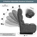 Swivel Folding Floor Gaming Chair with 6 Adjustable Positions  and Metal Base-Gray