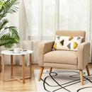 Modern Accent Chair Upholstered Linen Armchair with Rubber Wood Legs-Beige