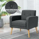 Modern Accent Chair Upholstered Linen Armchair with Rubber Wood Legs-Gray