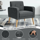Modern Accent Chair Upholstered Linen Armchair with Rubber Wood Legs-Gray