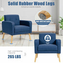 Modern Accent Chair Upholstered Linen Armchair with Rubber Wood Legs-Navy