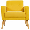 Modern Accent Chair Upholstered Linen Armchair with Rubber Wood Legs-Yellow