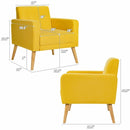 Modern Accent Chair Upholstered Linen Armchair with Rubber Wood Legs-Yellow
