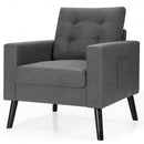 Modern Tufted Accent Chair w- Rubber Wood Legs-Gray