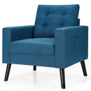 Modern Tufted Accent Chair w- Rubber Wood Legs-Blue