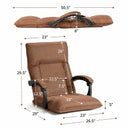 14-Position Floor Chair Lazy Sofa with Adjustable Back Headrest Waist-Coffee