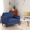 Accent Oversized Linen Club Armchair with Pillows and Rubber Wood Legs