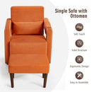 Modern Berber Fleece Single Sofa Chair with Ottoman and Waist Pillow-Orange