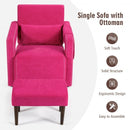 Modern Berber Fleece Single Sofa Chair with Ottoman and Waist Pillow-Red