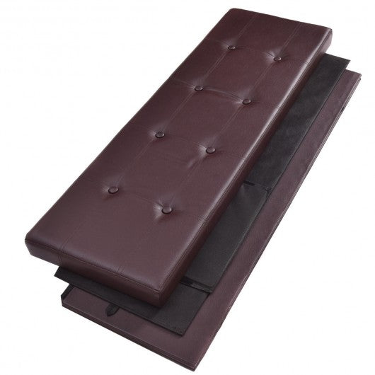 45" Large Folding Ottoman Storage Seat - Brown