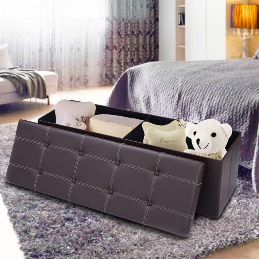 45" Large Folding Ottoman Storage Seat - Brown