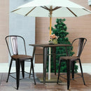 Copper Barstool Set of 2 Metal Wood Counter Chairs with Wood Top and High Backrest