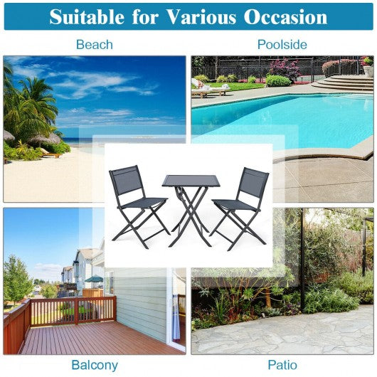 3 Pieces Bistro Set Garden Backyard Table Chairs Furniture Set