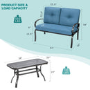 2 Pcs Patio Outdoor Cushioned Coffee Table Seat-Blue
