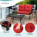 2 Pcs Patio Outdoor Cushioned Coffee Table Seat-Red