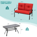 2 Pcs Patio Outdoor Cushioned Coffee Table Seat-Red