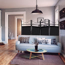 4 Panels Metal Frame Room Private Folding Screen-Black