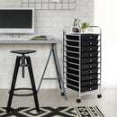 10 Drawer Rolling Storage Cart Organizer-Black