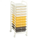 10 Drawer Rolling Storage Cart Organizer-Yellow