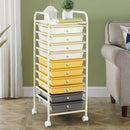 10 Drawer Rolling Storage Cart Organizer-Yellow