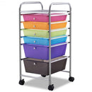6 Drawers Rolling Storage Cart Organizer-Transparent Multicolor