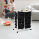 15-Drawer Utility Rolling Organizer Cart Multi-Use Storage-Black