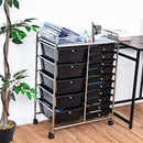 15-Drawer Utility Rolling Organizer Cart Multi-Use Storage-Black