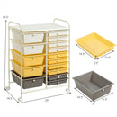 15-Drawer Storage Rolling Organizer Cart-Yellow