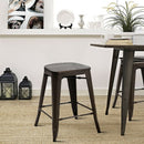 Set of 4 Industrial Metal Counter Stool Dining Chairs with Removable Backrest-Gun