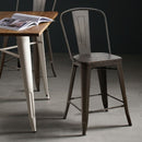 Set of 4 Industrial Metal Counter Stool Dining Chairs with Removable Backrest-Gun