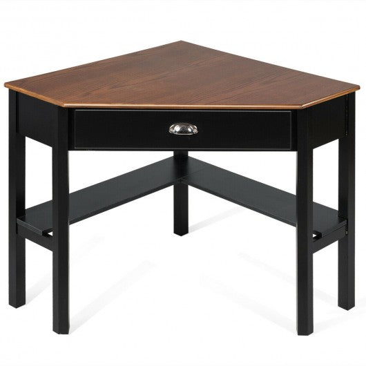Corner Wooden PC Laptop Computer Desk-Coffee