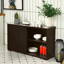 Kitchen Storage Cabinet with Wood Sliding Door-Brown