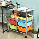 4 Drawers Shelves Rolling Storage Cart Rack-Multicolor