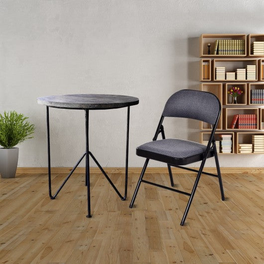Set of 4 Fabric Upholstered Padded Seat Folding Chairs