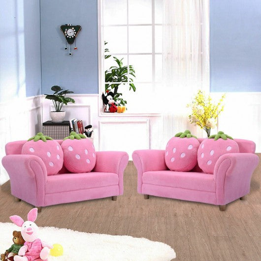 BL-PI Kids Strawberry Armrest Chair Sofa-Pink