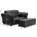 Black-White Kids Double Sofa with Ottoman-Black