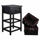3 Tier Set of 2 Wood Nightstand with 1 and 2 Drawer -Black