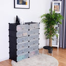 12 Cubes DIY Portable Plastic Shoe Rack with Doors
