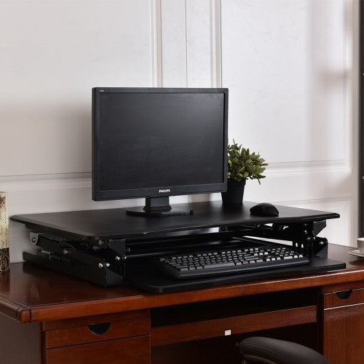 Height Adjustable Computer Desk Sit-Stand Desktop-White