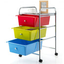 3-Drawer Rolling Storage Cart with Plastic Drawers for Office-Multicolor