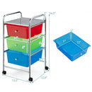3-Drawer Rolling Storage Cart with Plastic Drawers for Office-RGB